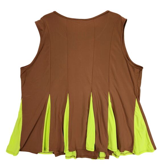 Attitudes by Renee 3X Women Brown Lime Green Peplum Hem Stretch Slinky Knit NEW - Picture 2 of 11